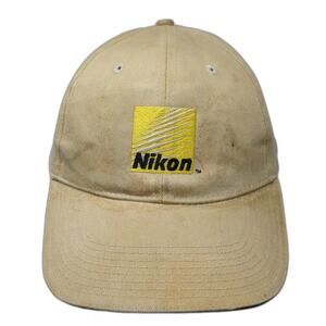 Nikon Baseball Cap Beige One Size Slideback Embroidered Logo Sport Optics Hat